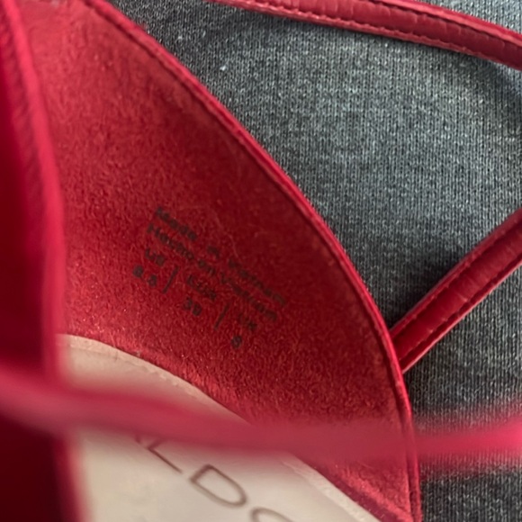 Aldo Red Satin One Strap Open Toe Wrap Heels - Picture 8 of 11